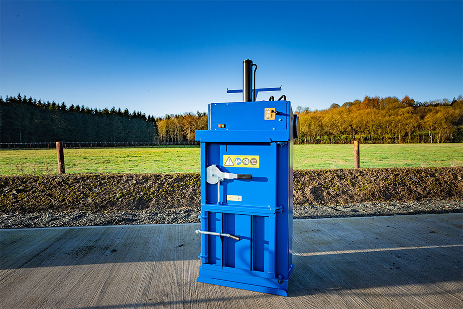 a 40 waste baler in blue