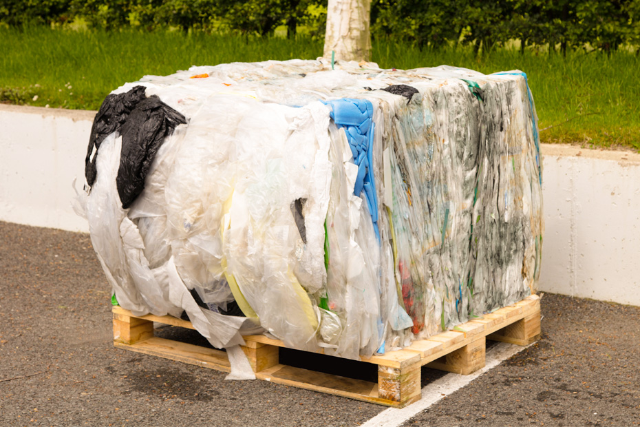 a 450 HD bale of plastic film on a pallet