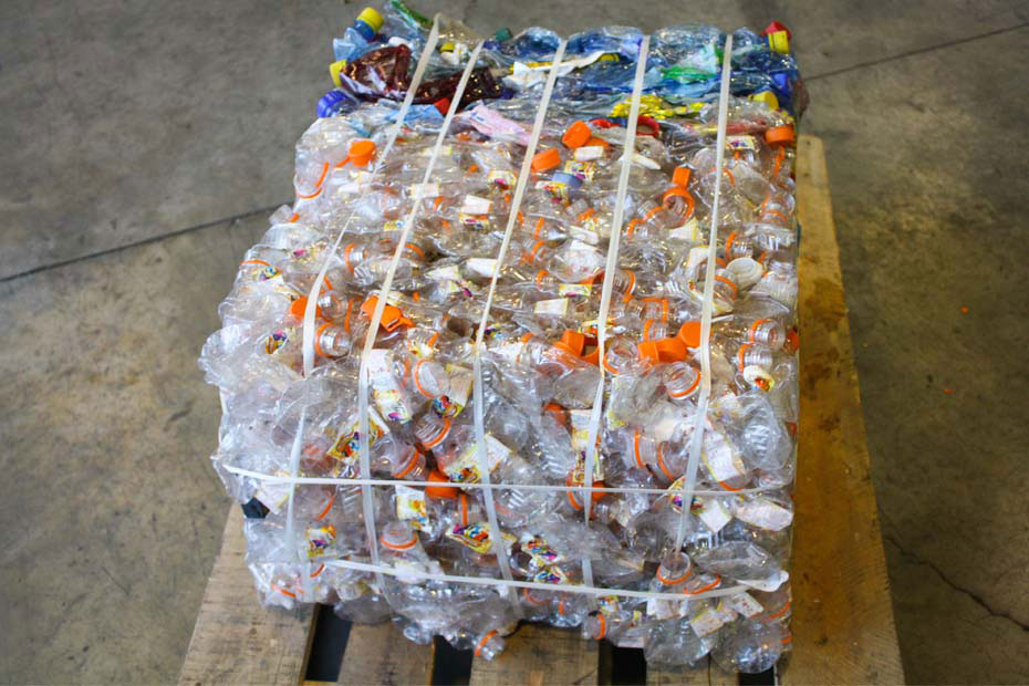 a bale of plastic pet bottles