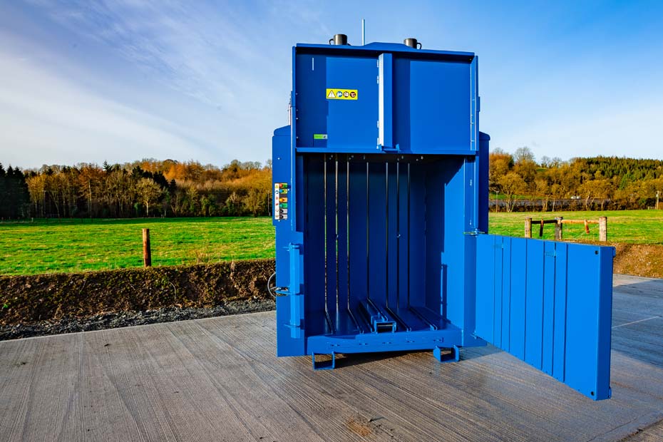 Top and bottom doors open on a 650 baler